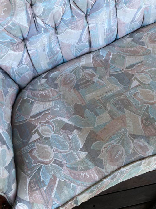 Lounge upholstery cleaning, cleaned fabric next to the original