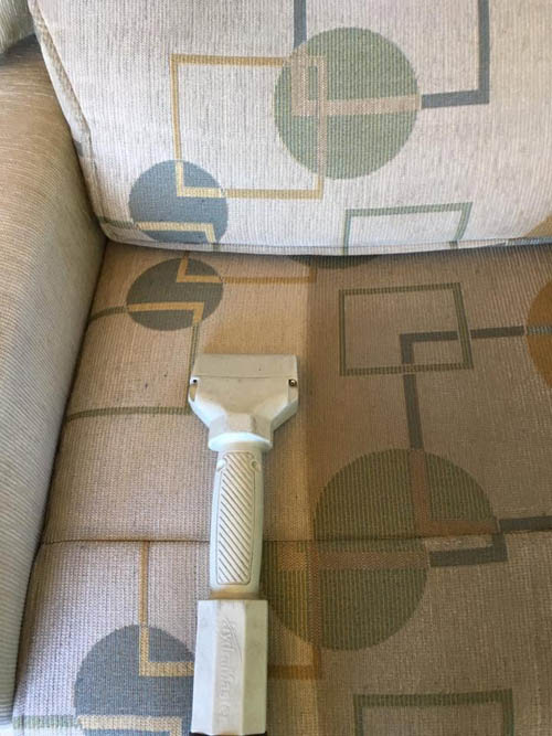 Lounge upholstery cleaning, cleaned fabric next to the original