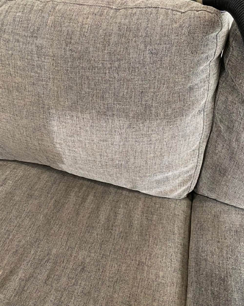 Fabric sofa being steam cleaned by Prestige